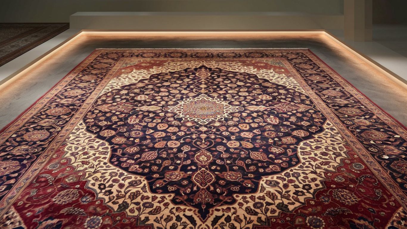 Handknutna mattor i Mattkompaniets showroom på Östermalm, Stockholm