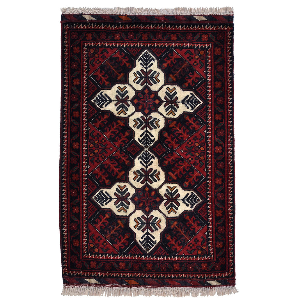 Handknuten afghansk matta Khan Mohammadi 64x43 cm i rött