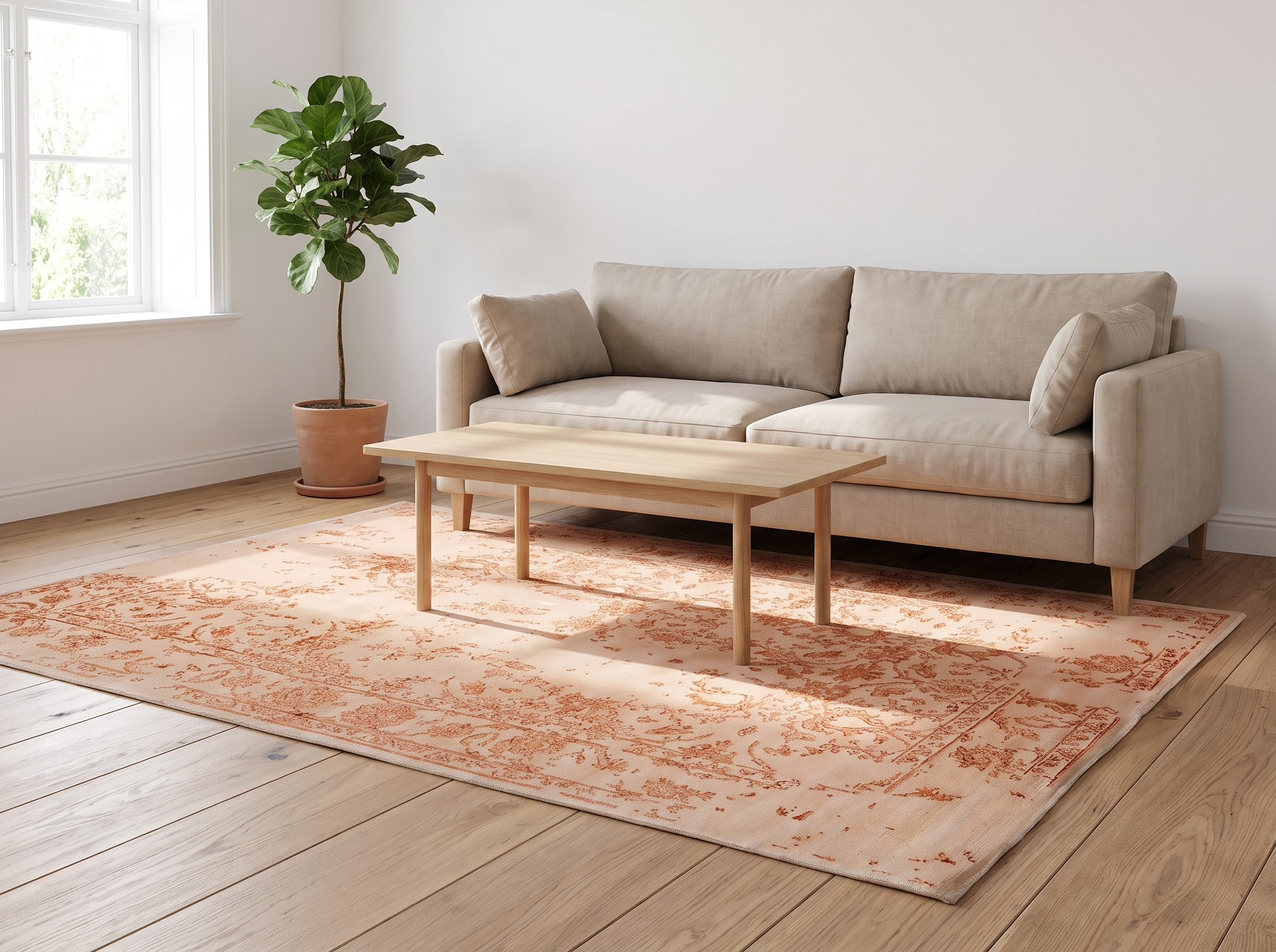 Miljöbild: Damask (kaprifol aprikos) 240x170 cm