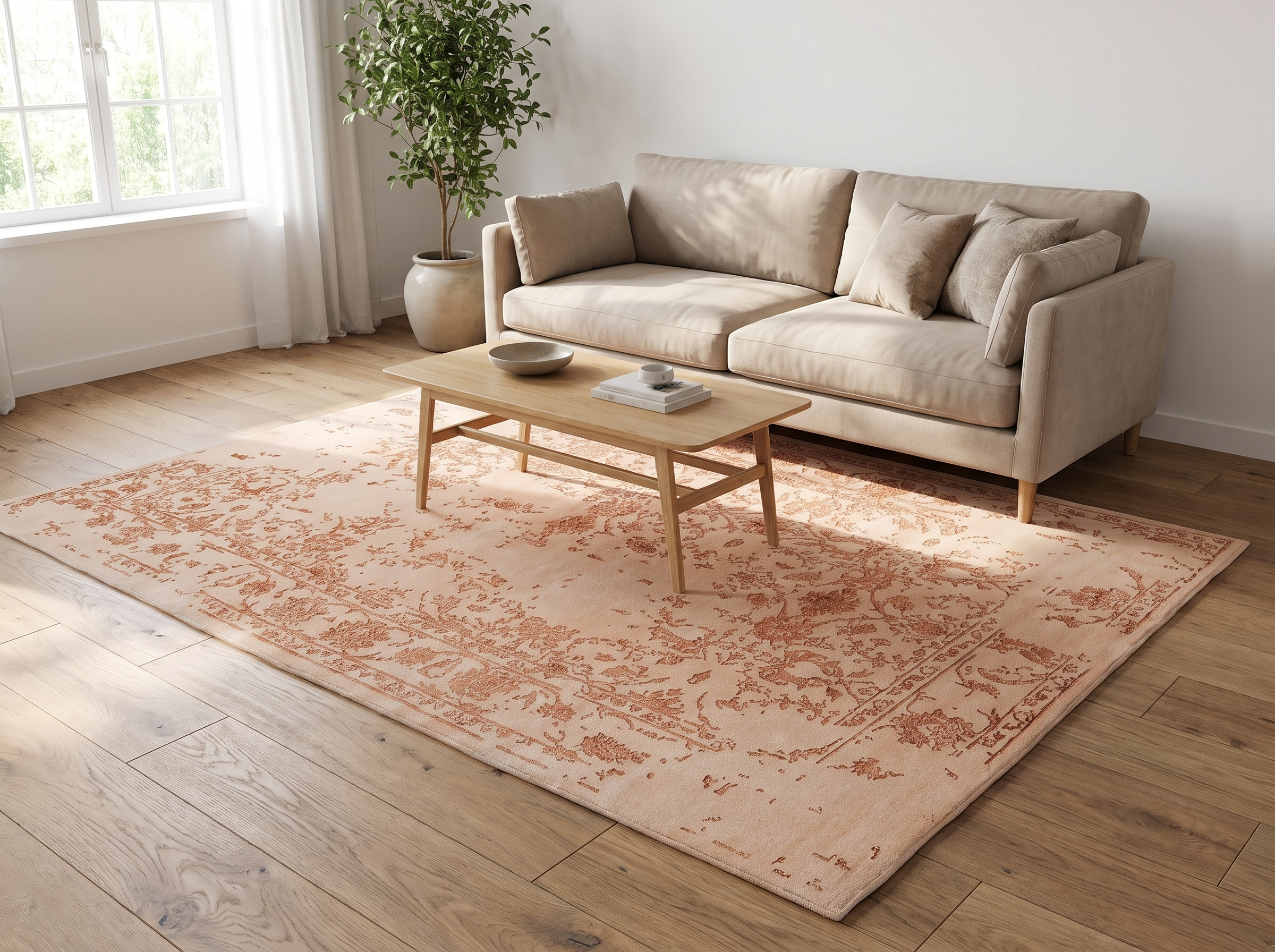 Miljöbild: Damask (kaprifol aprikos) 300x200 cm