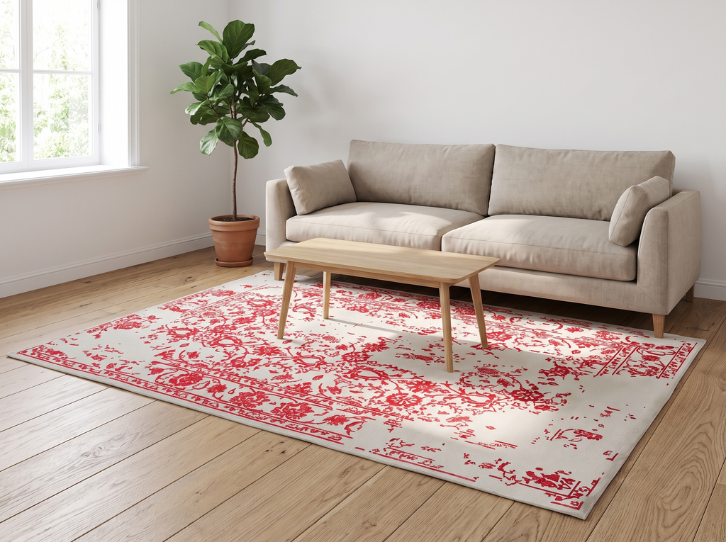 Miljöbild: Damask ( Kaprifol röd) 300x200 cm
