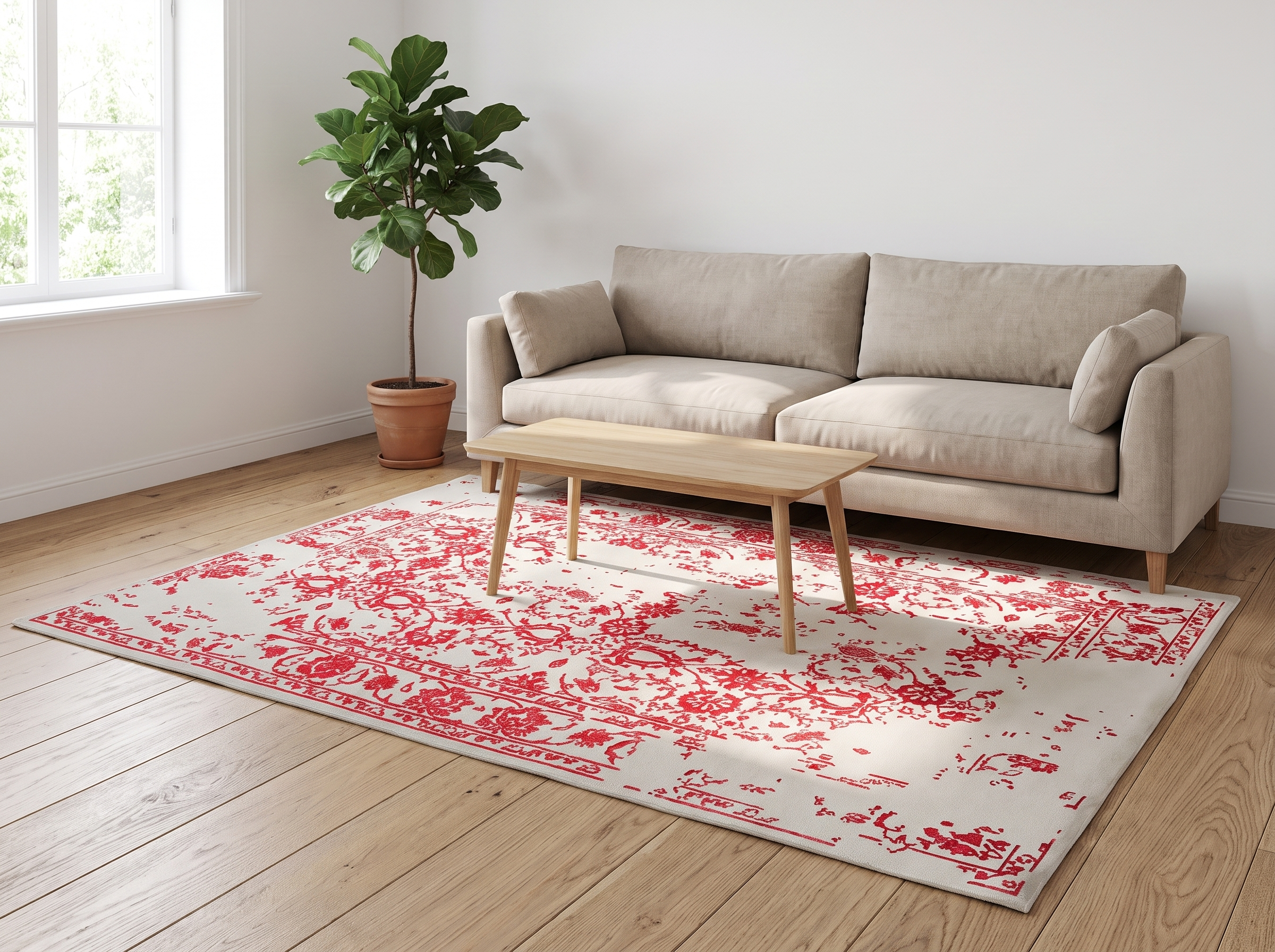 Miljöbild: Damask ( Kaprifol röd) 300x200 cm