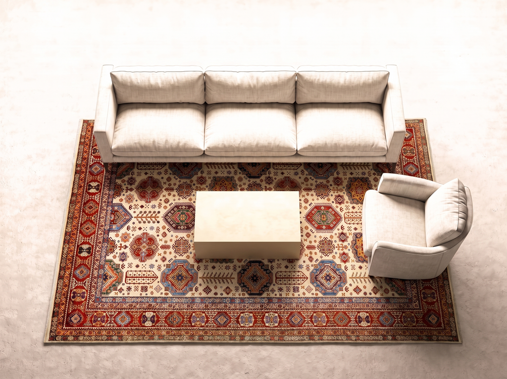 Kazak 410x321 cm i vardagsrum