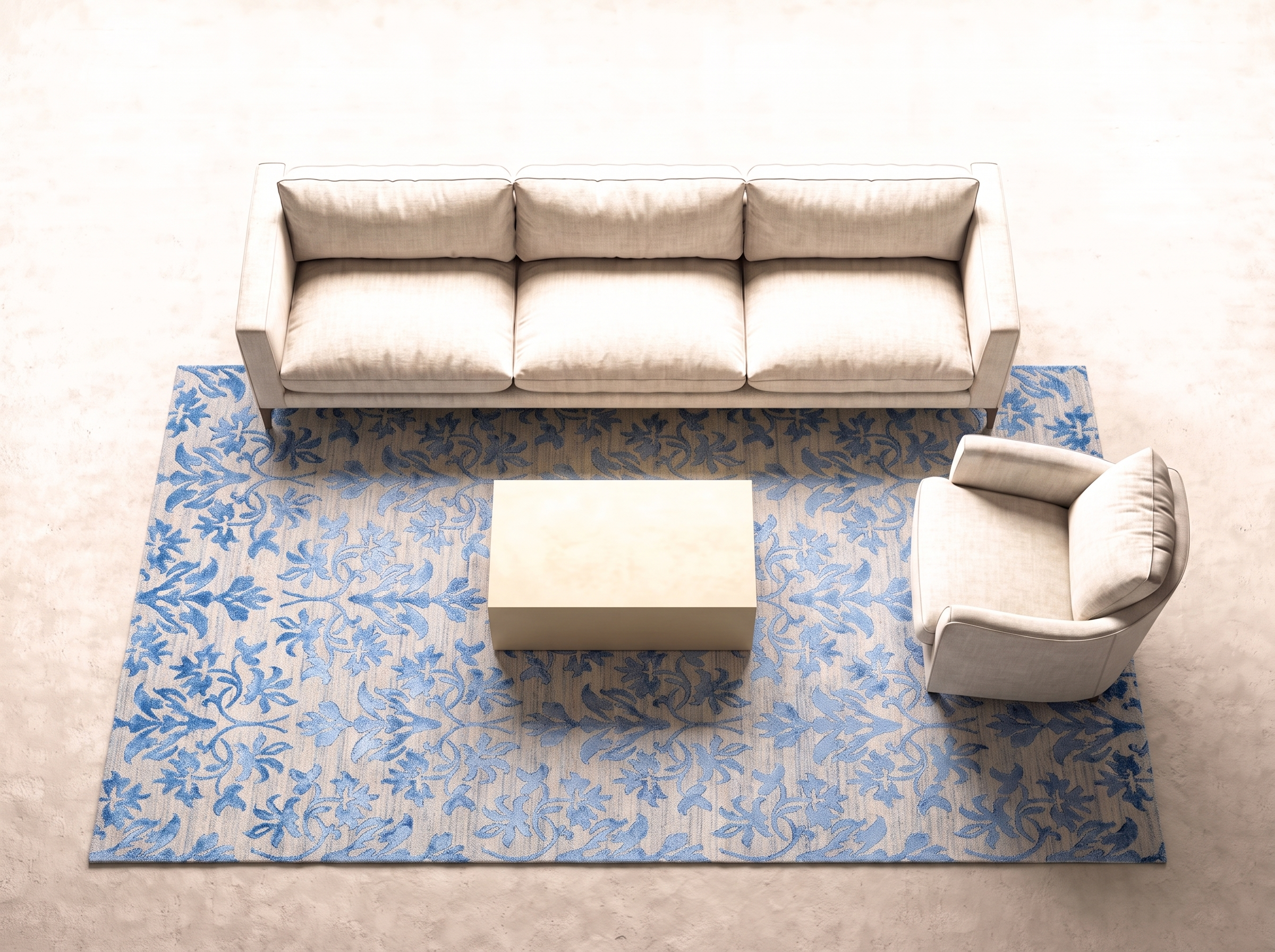 Damask (lilja blå) 300x200 cm i vardagsrum