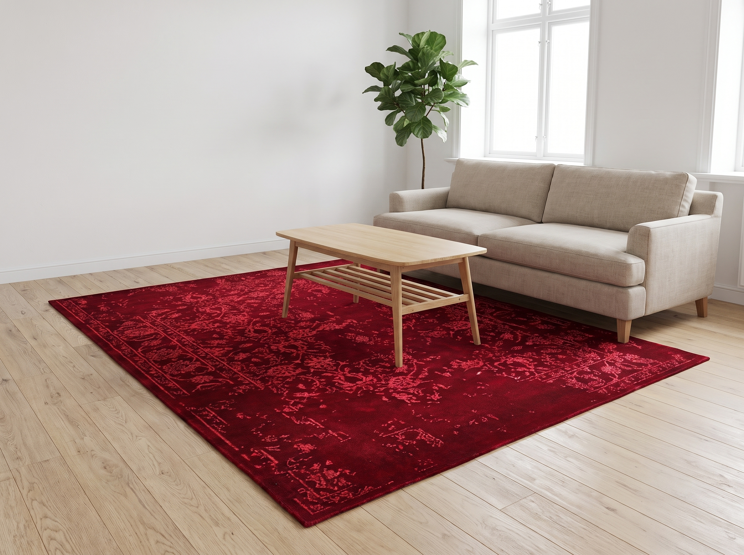 Miljöbild: Damask (Kaprifol röd) 240x170 cm