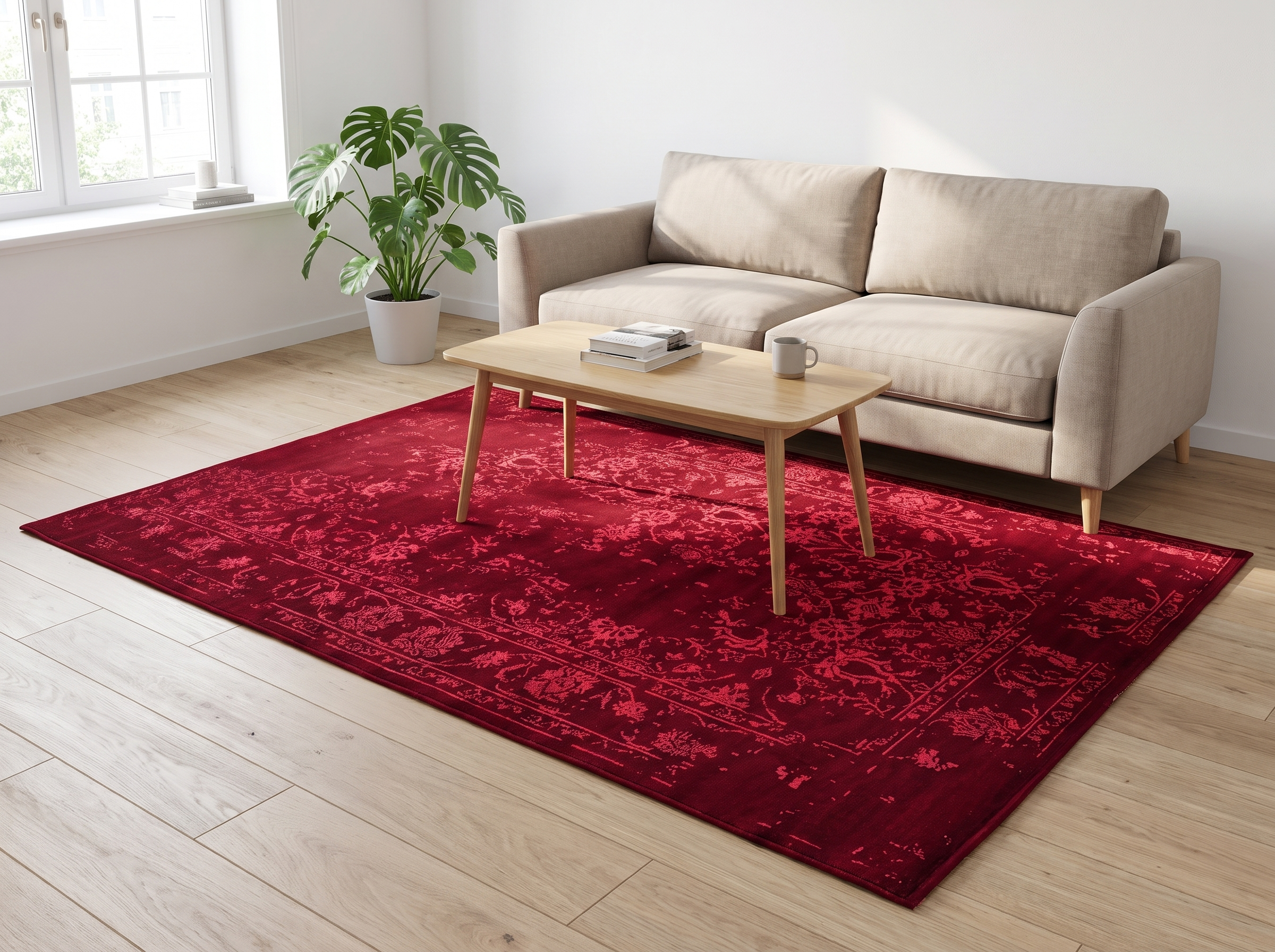 Miljöbild: Damask (Kaprifol röd) 300x200 cm