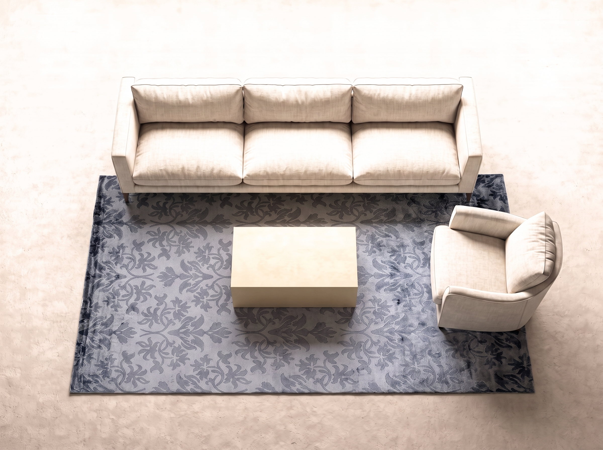 Damask (lilja blå) 300x200 cm i vardagsrum