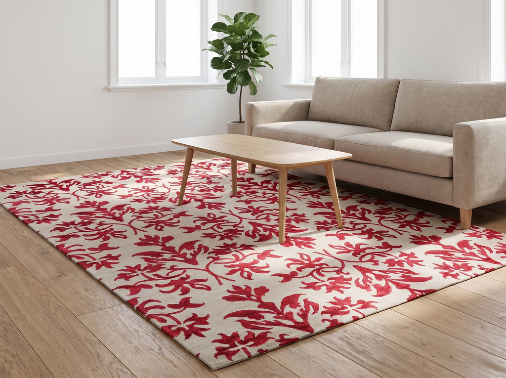 Miljöbild: Damask (Lilja röd) 240x170 cm