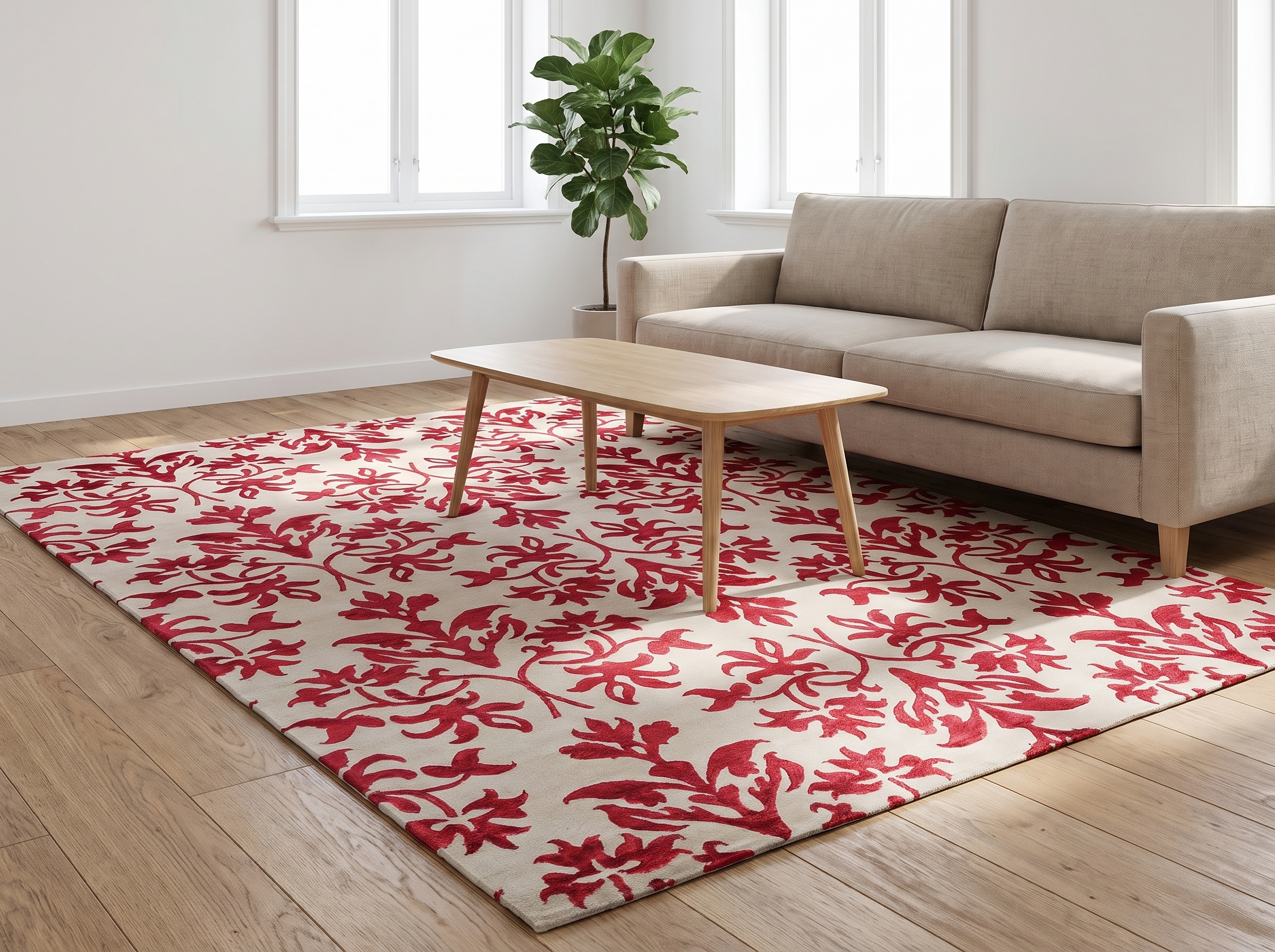 Miljöbild: Damask (Lilja röd) 240x170 cm