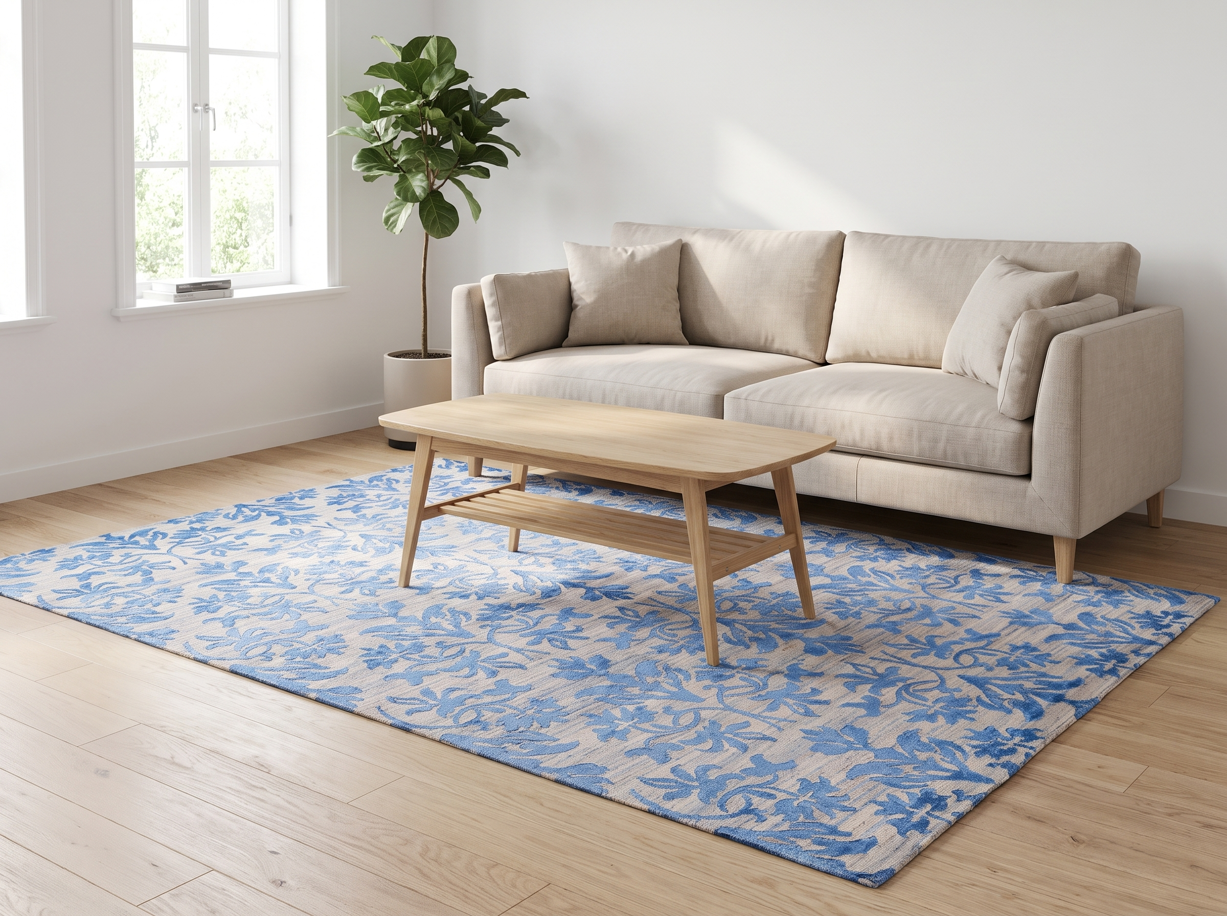 Miljöbild: Damask (lilja blå) 300x200 cm