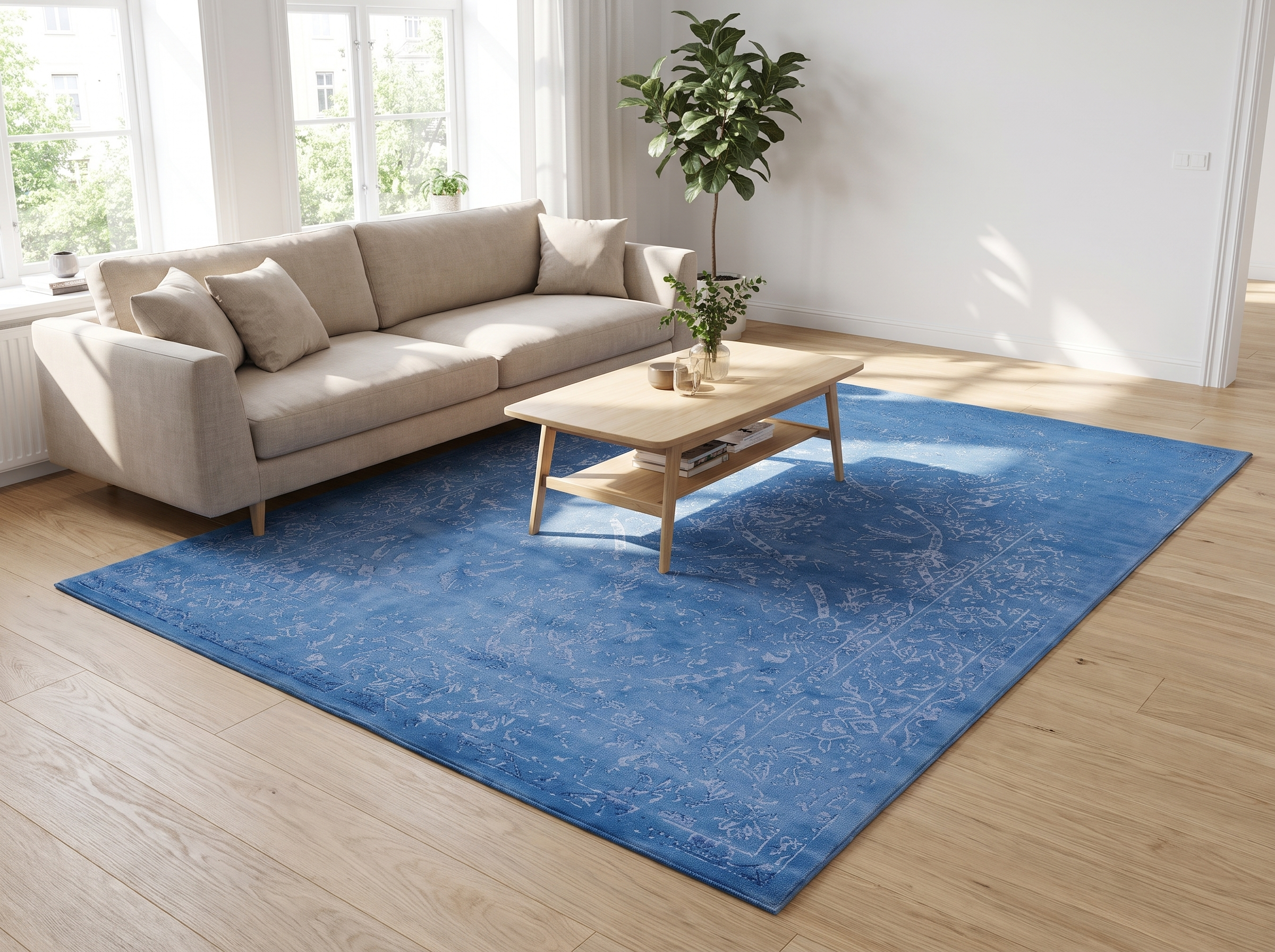 Miljöbild: Damask (Stenros blå) 300x200 cm