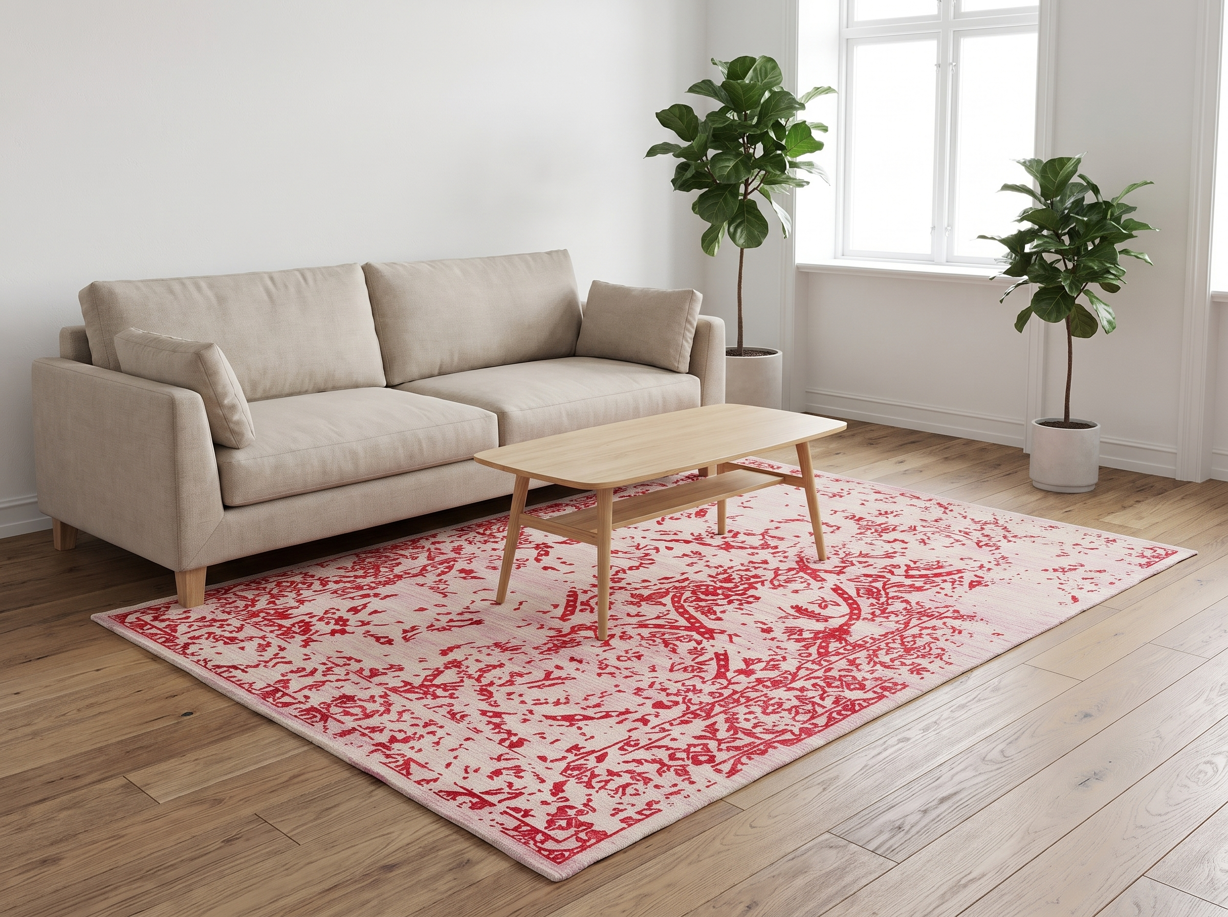 Miljöbild: Damask (Stenros röd) 240x170 cm