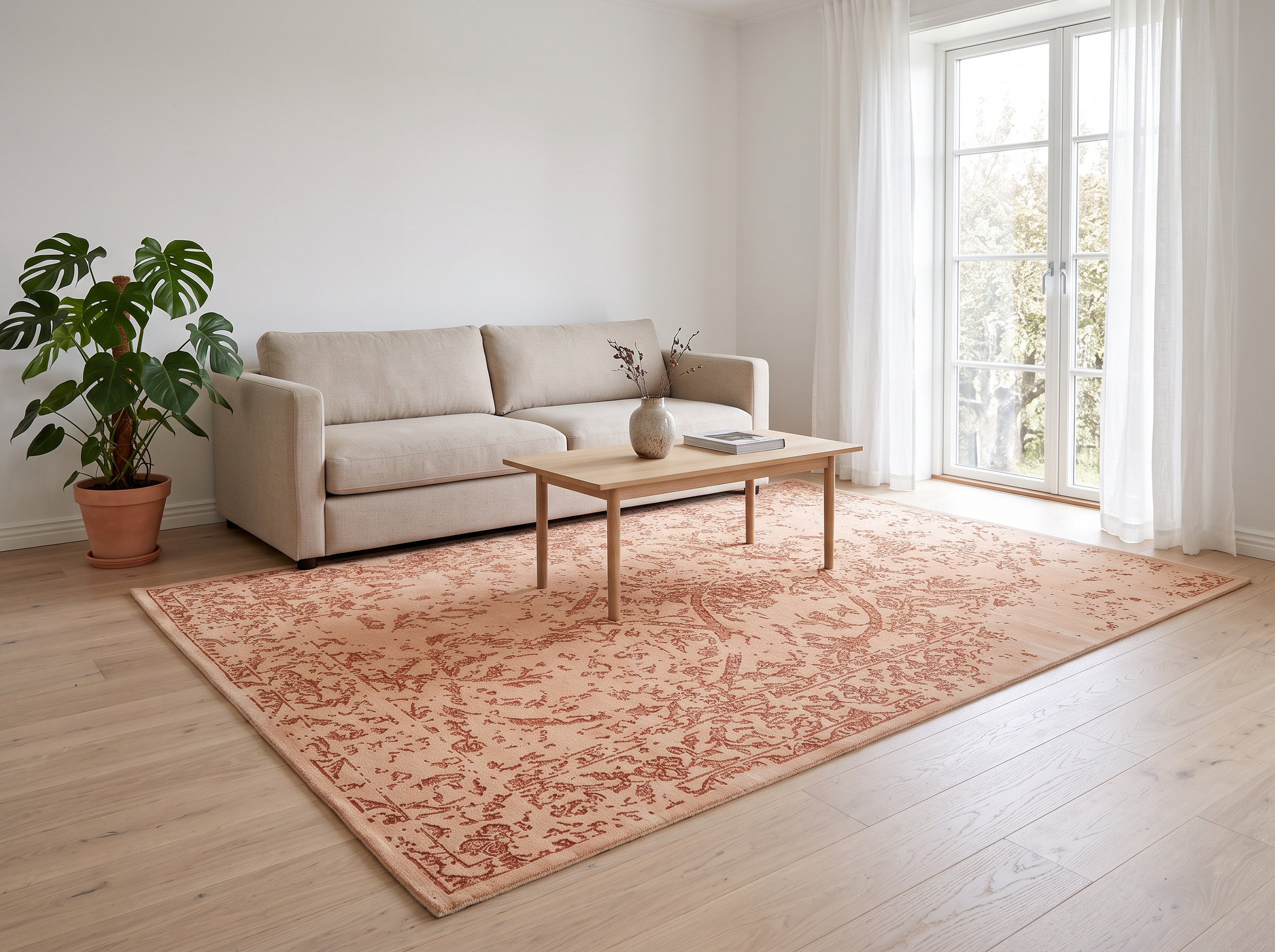 Miljöbild: Damask (Stenros aprikos) 300x200 cm
