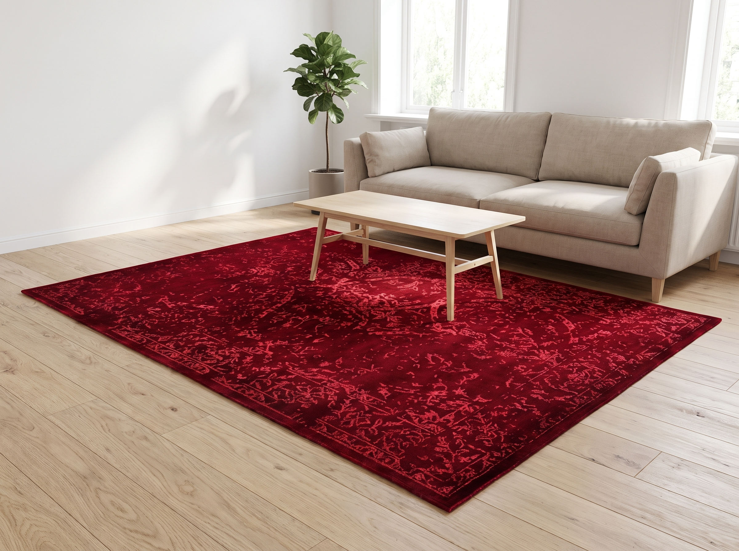 Miljöbild: Damask (Stenros röd) 240x170 cm