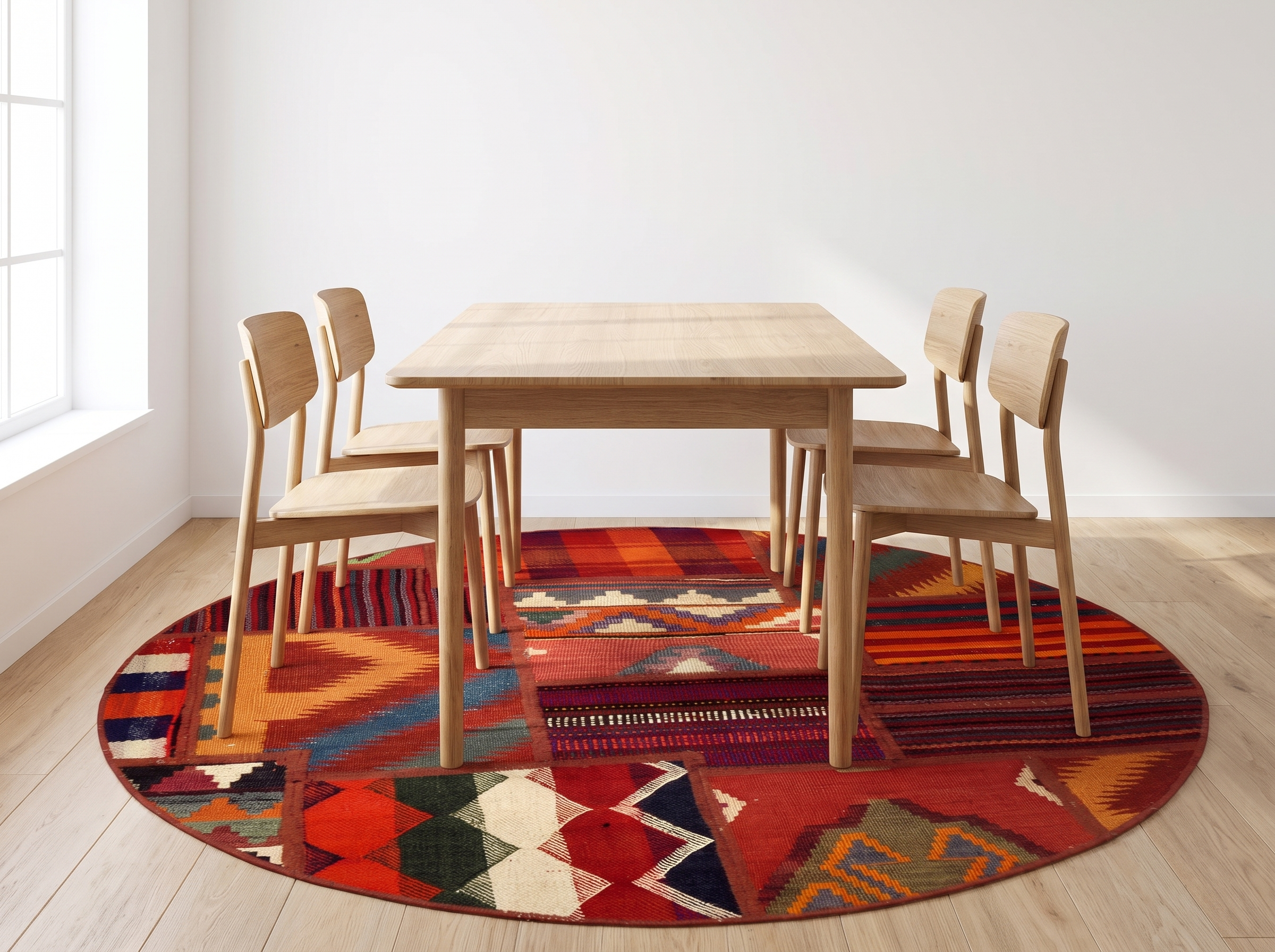 Miljöbild: Patchwork Kelim 100x100 cm