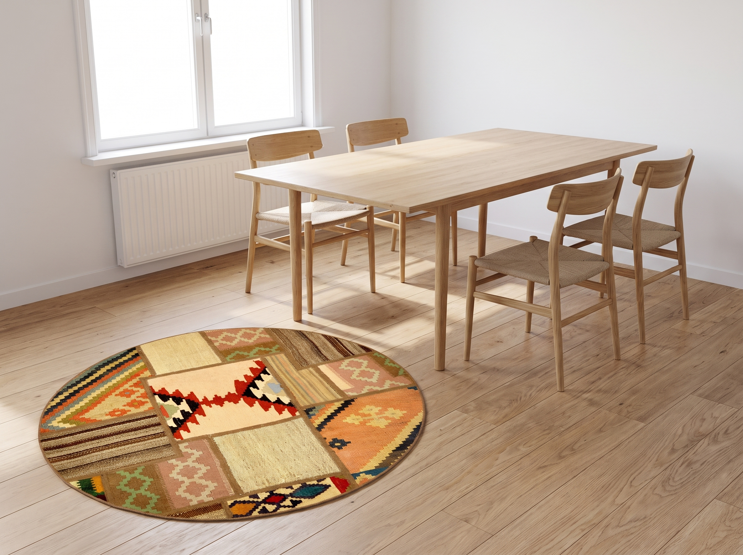 Miljöbild: Patchwork Kelim 100x100 cm